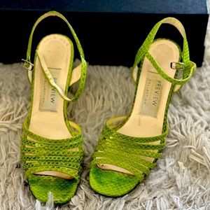 Preview lime green ankle strap sandal heel 7